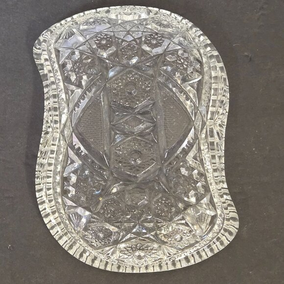 Vintage EAPG McKee Glass FENTEC Pattern Pres Cut Pickle Olive Relish Dish - Picture 5 of 10